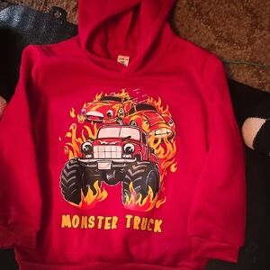 Monster Truck Kids Hoodie - Red